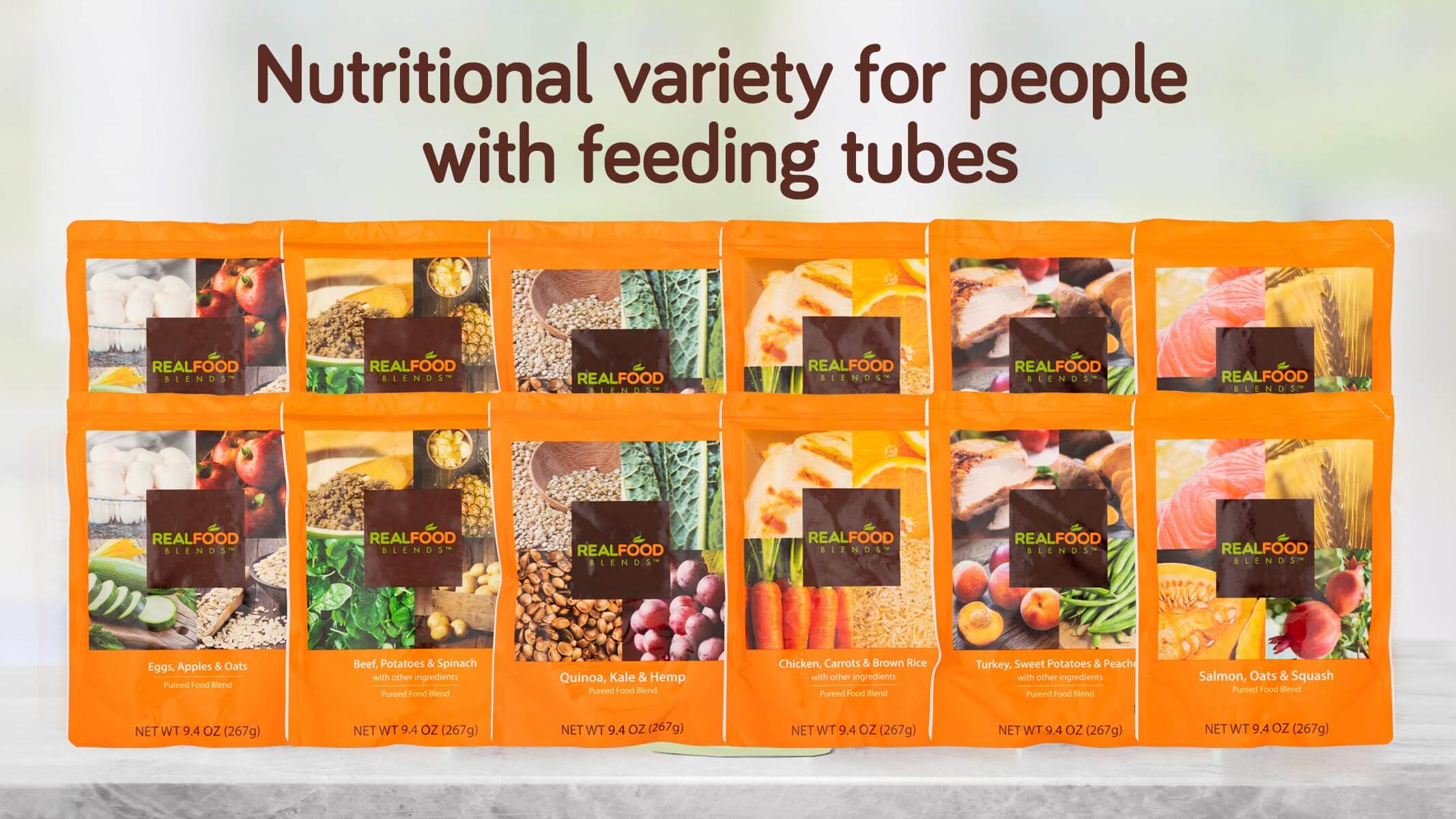 Real Food Blends Variety Pack Pureed Food Blend for Tube Feeding, 9.4-ounce Pouch
