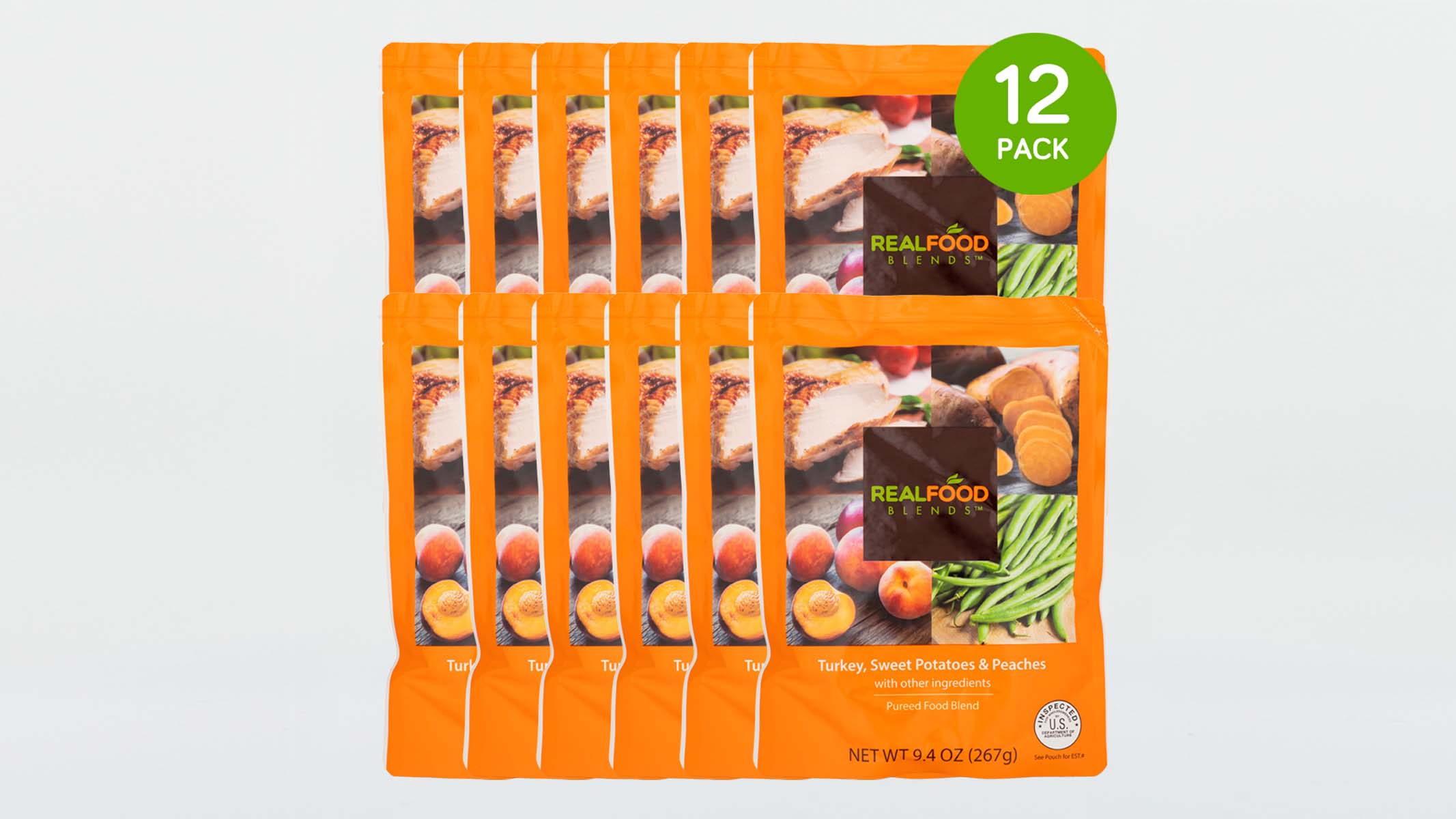 Real Food Blends Turkey, Sweet Potatoes & Peaches Tube Feeding Formula, 9.4 oz. Pouch - Case/12